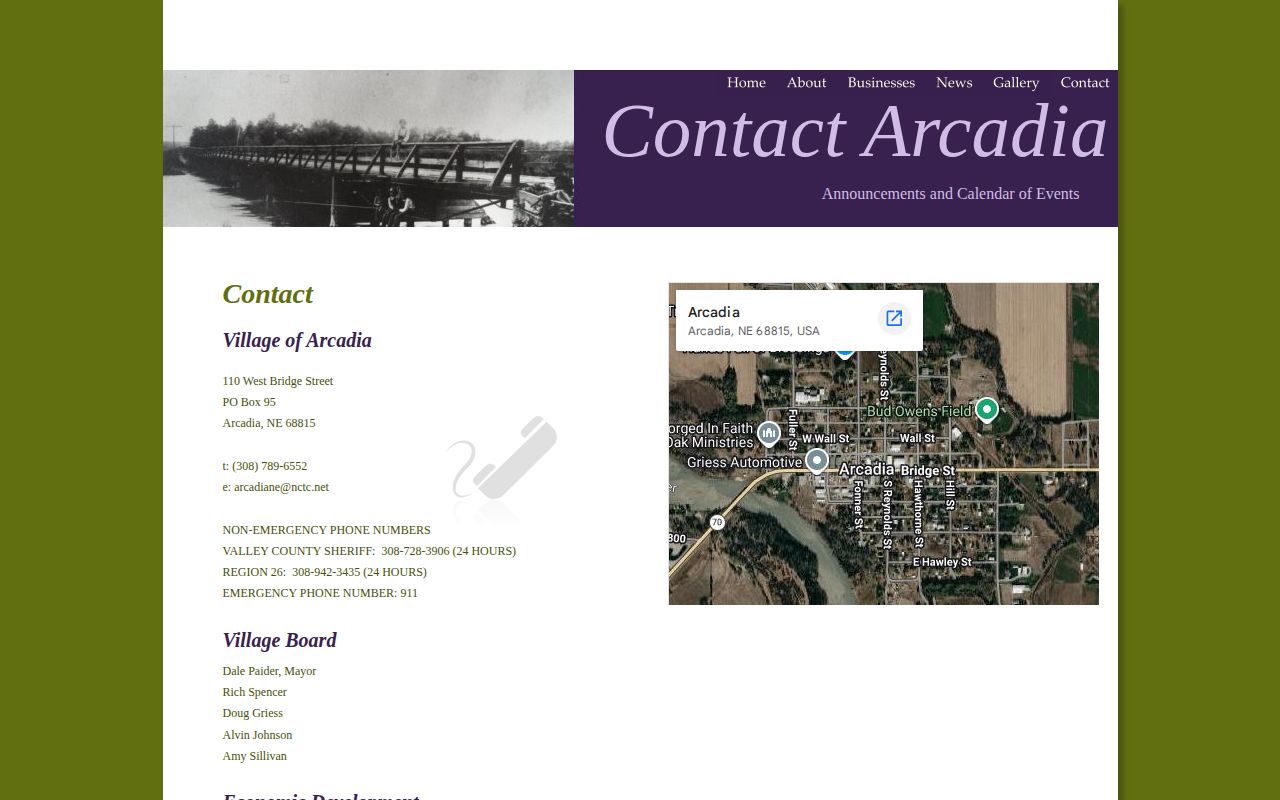 Village of Arcadia official law-enforcement records routing source