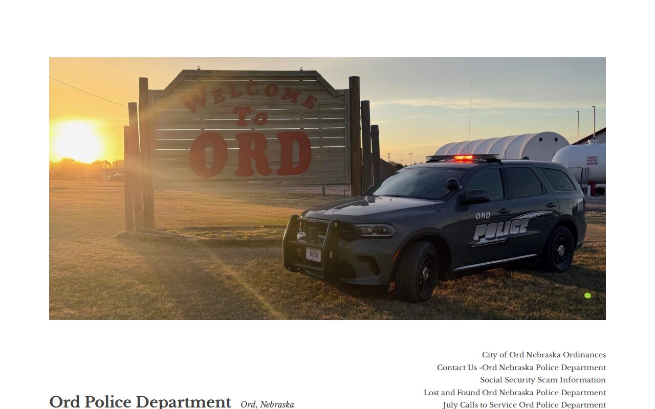 Ord Police Department official arrest-record source for Ord booking questions
